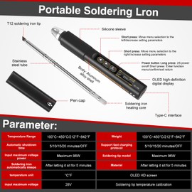 SL108 Lötkolben, 96W Intelligente Temperaturregelung, LED-Display, 100-450°C, Type-C Anschluss, Tragbar