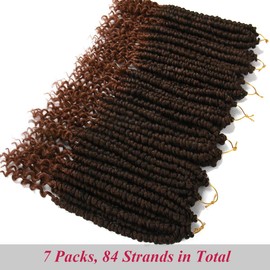 14inch Crochet Hair Curly Spring Twist Crochet Braids Curl End Crotchet Hair for Black Women 8pcs Bomb Twist Synthetic Fluffy Crotchet Hair Bundle (14inch, Black Mix Brown(1B/30#))