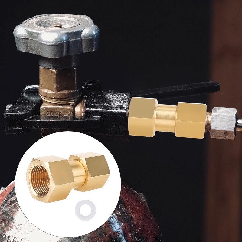 Brass CGA-320 to CGA-580 Gas Tank Adapter, CO2 to Argon