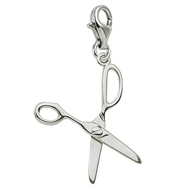 Sterling Silver Scissors Charm with Lobster Claw Clasp, Charms for