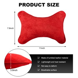 DXNQ Car Neck Pillow, Comfortable Soft Car Headrest Pillow with Adjustable Strap, Universal Neck Support Pillow Cushion for Driving Office Camping Travelling, Car Accessories (Red)