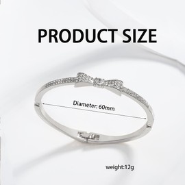 FDEETY Women's Bow Tie Bracelets with Zirconia Crystal Bracelet Geometric Round Ring Bangle Adjustable Fashion Jewellery Accessories Gift for Bridesmaid Wedding Girls Women