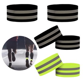 Pack of 6 Bicycle Trouser Clips, Elastic Reflective Tape, Safety Reflector Pendant, Reflective Bands, Adult Children Reflectors Pendant for Cycling and Jogging (4 Black + 2 Green)