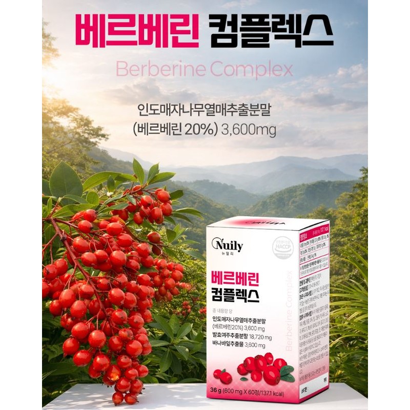 Newly Berberine Complex 600mgx60 tablets x 5 boxes / 뉴일리