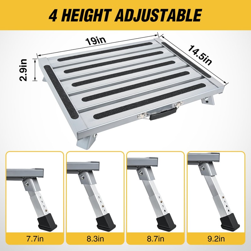 Nilight RV Step Stool Aluminum Folding Platform Steps 19x14.5 RV