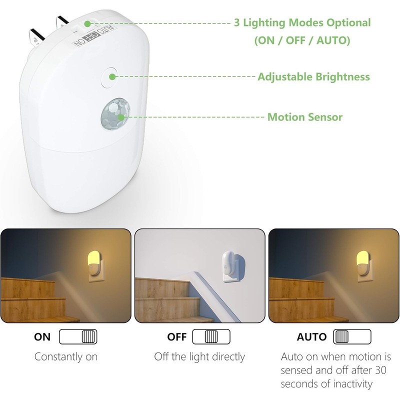 MAZ-TEK Plug In Motion Activated Detector Sensor LED Indoor Night