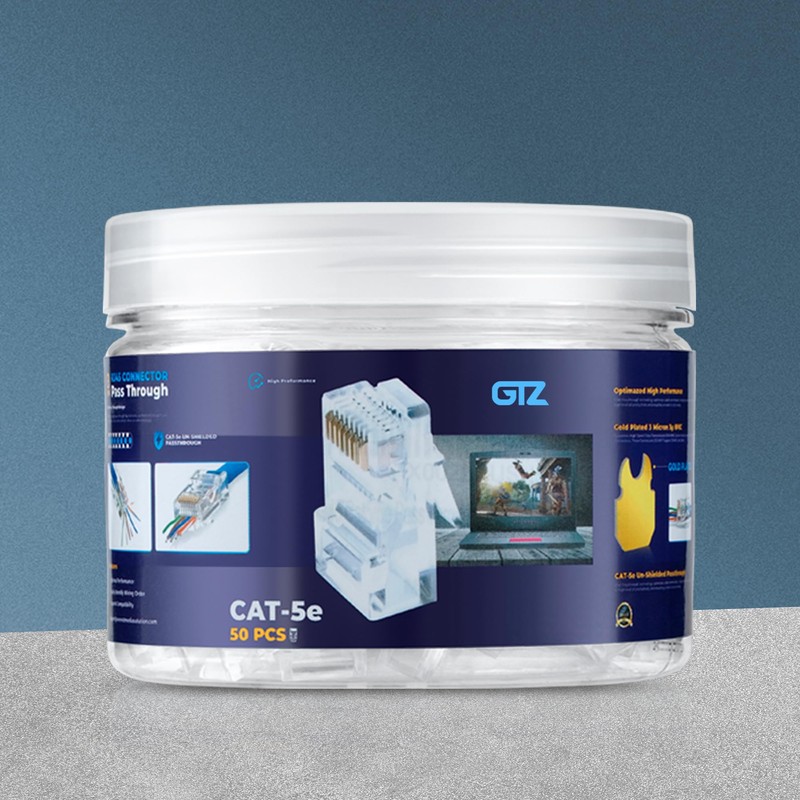 GTZ Cat5e RJ45 Pass Through Connector 50-Pack - EZ Cat