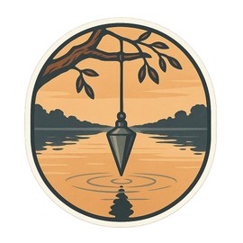 Masonic Plumb Bob Hanging Over Still Lake Sticker (2.75" x 3")