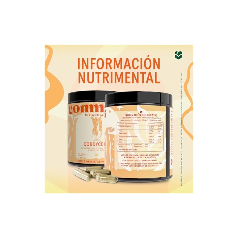 Hongo Cordyceps 120 Cápsulas - Máxima Pureza 100% Cuerpo Fructífero