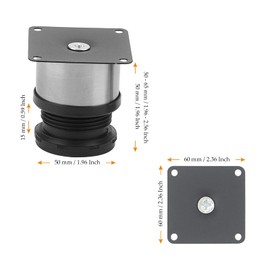 MUKCHAP 12 PCS 50mm Adjustable Furniture Cabinet Legs, Stainless Steel Adjustable Sofa Legs with 48 screws, Metal Furniture Feet for Nightstand, Cabinet