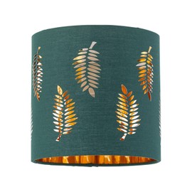 firstchoicelighting Dark Green Table Lamp Shade, Lampshade for Table Lamp or Bedside Light, Fern Leaf Cut Out Design, Diameter 15cm