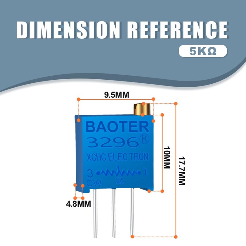 Innfeeltech Pack of 20 5K Ohm Multiturn Trimmer Potentiometer Blue