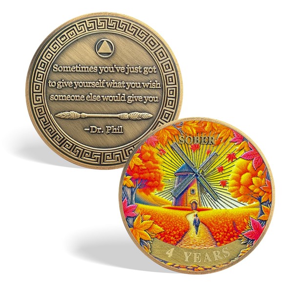 CHURYUML 4 Year Sobriety Coin - Four Year Sober Chip