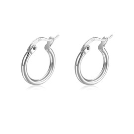 RoseJeopal Silver Hoop Earrings for Women, Small Sterling Silver Hoop Earrings,925 Silver White Gold Hoops Earrings, Sleeper Earring Hoops for Girl, Jewellery Gift for Women Lady(20mm Silver Hoops)