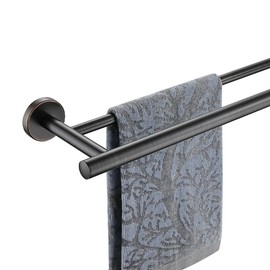 JQK Double Towel Bar Oil Rubbed Bronze, 18 Inch 304 Stainless Steel Thicken 0.8mm Towel Rack Bathroom, Towel Holder ORB Wall Mount, Total Length 20 Inch, TB100L18-ORB
