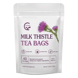 GORNVB Organic Milk Thistle Tea Bags, 40 Teabags, 3g/Bag - Supports Liver Function, Liver Detox and Overall Health, Certified Free