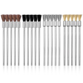 Mesee 20Pcs Wire Brushes for Drill, 100mm Extended Cleaning End Brushes Pen Assortment Set Horse Mane/ Pig Bristle/ Copper Wire/ Stainless Steel Wire Brush 3mm Mandrel Polishing Rotary Tools Accessory
