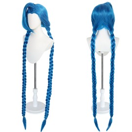 HUNIGIR Blue Braid Wig Long Blue Cosplay Wig Braid Anime Hair with Side Bangs Women Girls Heat Resistant Synthetic Hair