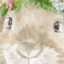 Lop Rabbit Floral Watercolor Print