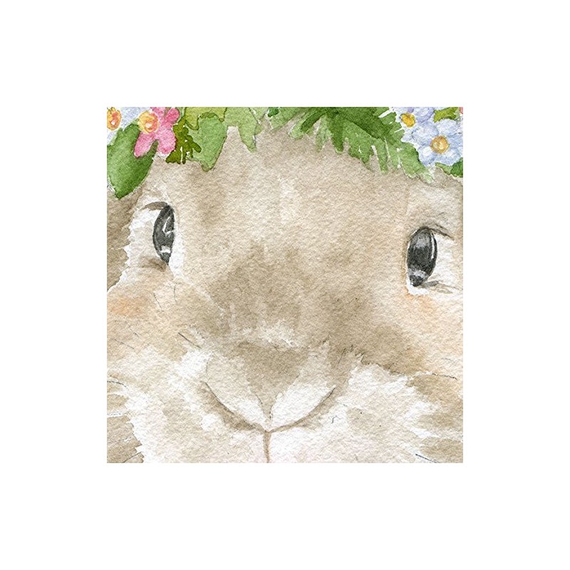 Lop Rabbit Floral Watercolor Print