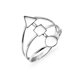 Circle Square Triangle Shape Ring - Sterling Silver Geometric Symbol Jewelry Size 9