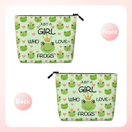 MOLAIGIN Just A Girl Who Love Frog Cute Frogs Cosmetic Bag For Women, Travel Makeup Bag, Toiletry Zipper Bag, Large Capacity Aesthetic Cases