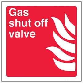 V Safety Gas Shut Off Valve - Square 100 x 100 mm - 3mm Aluminium Composite Safety Sign
