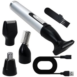 Men's 4-in-1 Electric Shaver Set - USB Rechargeable Beard, Nose, Ear & Eyebrow Trimmer, Quiet & Painless Hair Clipper with Precision Blades, Multifunctional Grooming Kit for Men & Women