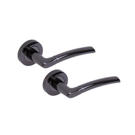 HANDLEZONE® Nemo Lever On Round Rose Door Handles, Internal Passage Latch Handles, 1 Set - Black Nickel
