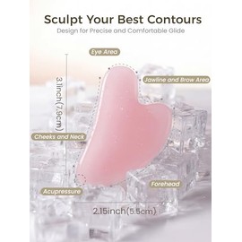 Gua Sha Facial Tool – Pink Stone Guasha Tool for Face & Neck – Face Massager Tool for Lymphatic Drainage, Puffiness Reduction & Jawline Sculpting