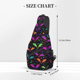 Qceqkul Colorful Bat Sling Bag Women Men Multifunction Sling Backpack Waterprooof with Adjustable Strap Crossbody Bag Travel Hiking