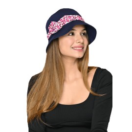 SAKUCHI Women's Lightweight Premium Bucket Hat with 2 Printed Bands (SS241_Navy)