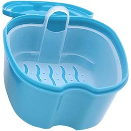 False Teeth Bath Box Denture Cleanning Set Container Soaking Denture Bath for Storing Soaking Dentures Cleaning Box with Filter1 Pcs(Light Blue)