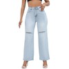 THUNDER STAR Womens High Waisted Wide Leg Jeans Stretchy Distressed