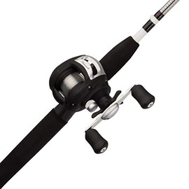 Shakespeare Alpha Baitcasting Reel and 6' Fishing Rod Combo, Low Profile Reel, Right/Left Handle Position, 2-Piece Tubular Glass Rod, Graphite Frame, Multi Disc Star Drag System