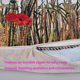 AureoMadis Floral Tapestry Throw Pillow Cover 18x18 – Red Poppy Flower Design for Couch/Living Room/Bedroom | Nature - Inspired Home Accent (Poppies in Red and Blue)