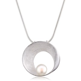 Vinani Freshwater Cultured Pearl in Shell Pendant with Snake Chain 925 Sterling Silver Italy AGP S 0