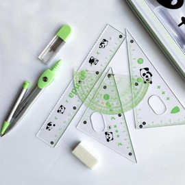 DY.2ten Geometry Compass Set for Students with Storage Box, Maths Protractor Compass, 2 Pieces Set Square, 15 cm Ruler and Protractor, School Supplies, 7 Pieces