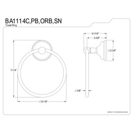 Kingston Brass BA1114ORB Victorian 6-Inch Towel Ring, Oil Rubbed Bronze