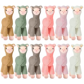 12 Pcs Mini Llama Stuffed Animals 7.5 Inch Alpaca Plush Dolls Cute Keychain Plush Llama Party Favors for Boys and Girls Birthday Party Supplies Baby Shower Bag Fillers Gift