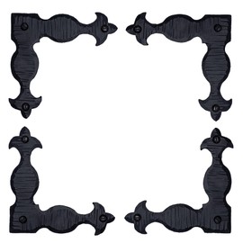4 Pack 4 Inch Metal L Bracket for Furniture - Black - Handmade Decorative Steel Brackets - Rustic Metal Corner Brackets for Front Doors, Gates, Garages, Tables & Cabinets - The Sonora Series