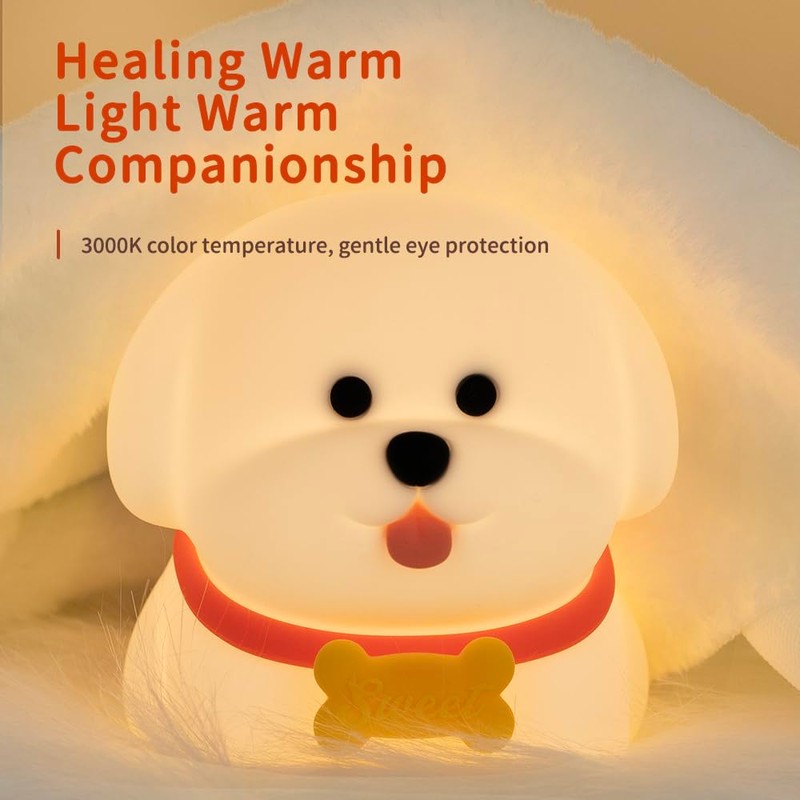 Wonderboy Puppy Night Light, 3000K Warm Light, RGB Color Mode,