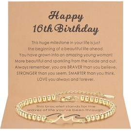 morniface sweet 16 gifts for teen, Happy Birthday Bracelet for Friend Bestie Sister Daughter (Birthday-16th)