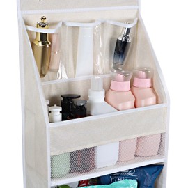 Univivi 6-Shelf Over Door Hanging Organizer Fabric Baby Door Storage with 5 Large Pockets and 3 Small PVC Pockets Wall Mount Hanging Storage Organizers for Baby Essential (Beige)