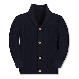 Gioberti Boy's 100% Cotton Knitted Shawl Collar Cardigan Sweater, Navy, Size 6