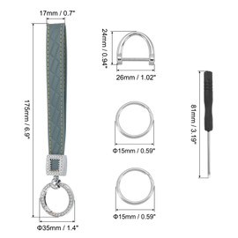 PATIKIL Leather Wristlet Keychain, Key Chain Holder Key Fob Wristband with 5 Key Ring and Anti-Lost D Ring for Men Women Purse Car Keys, Silver/Blue