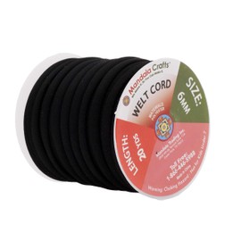 Mandala Crafts Black Polyester Cotton Welting Cord for Upholstery Welt Cord Piping Rope Filler Sewing - 20 YDs ¼ Inch Cotton Piping Cord Welt Cording for Drapery Pillow Trimming