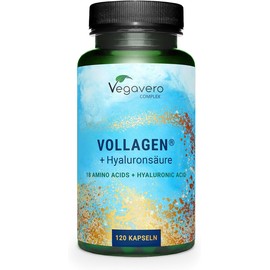 Vegan Collagen Capsules High Dose Unique: Vollagen® Brand Raw Material Vegan with Hyaluronic Acid Laboratory Tested Vegan - No Additives | German Production by Vegavero®