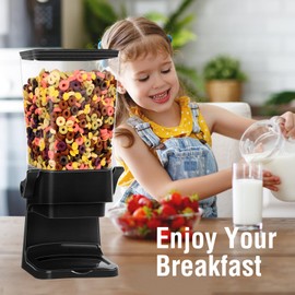 Cereal Dispenser Countertop,5.5L Cereal Containers Storage Dispenser for Pantry,Dry Food Storage Rice Containers,Candy Dispenser,Snack Organizer Machine for Grains, Nuts,Oatmeal, Pet Food Black