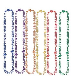 Happy 21st Birthday Beads-Of-Expression (asstd B/G/GD/O/PL/R) Party Accessory  (1 count) (1/Card)